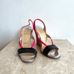 Pre-Owned CHRISTIAN LOUBOUTIN Pink/Black Patent Cork Wedges