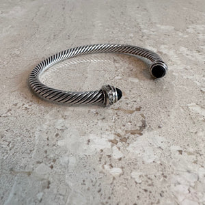 Pre-Owned DAVID YURMAN Sterling Silver Cable Classics Bracelet with Black Onyx