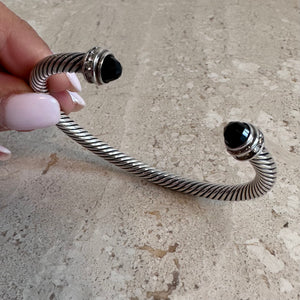 Pre-Owned DAVID YURMAN Sterling Silver Cable Classics Bracelet with Black Onyx