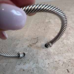 Pre-Owned DAVID YURMAN Sterling Silver Cable Classics Bracelet with Black Onyx