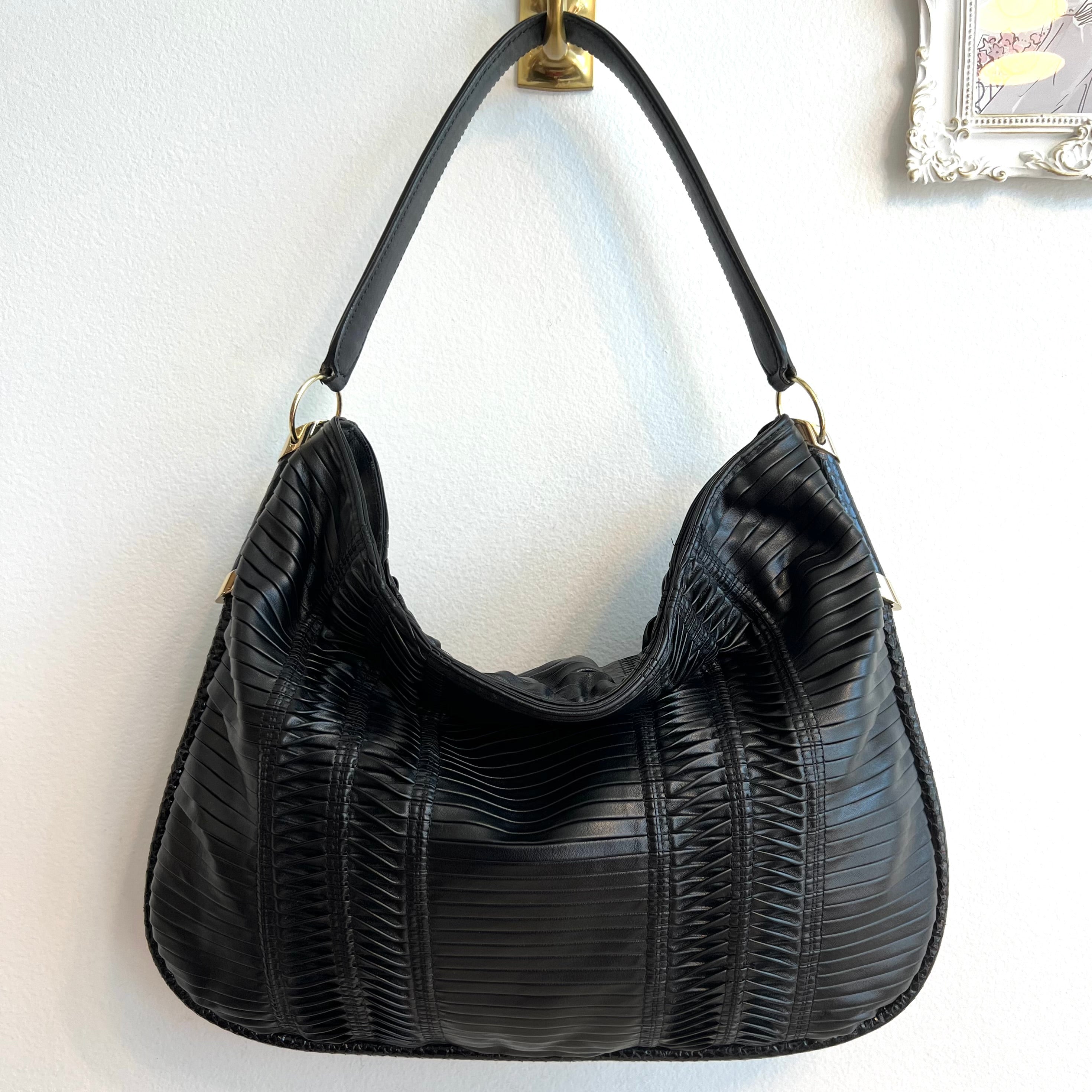 Pre-Owned JIMMY CHOO Pleated Leather Zoe Hobo