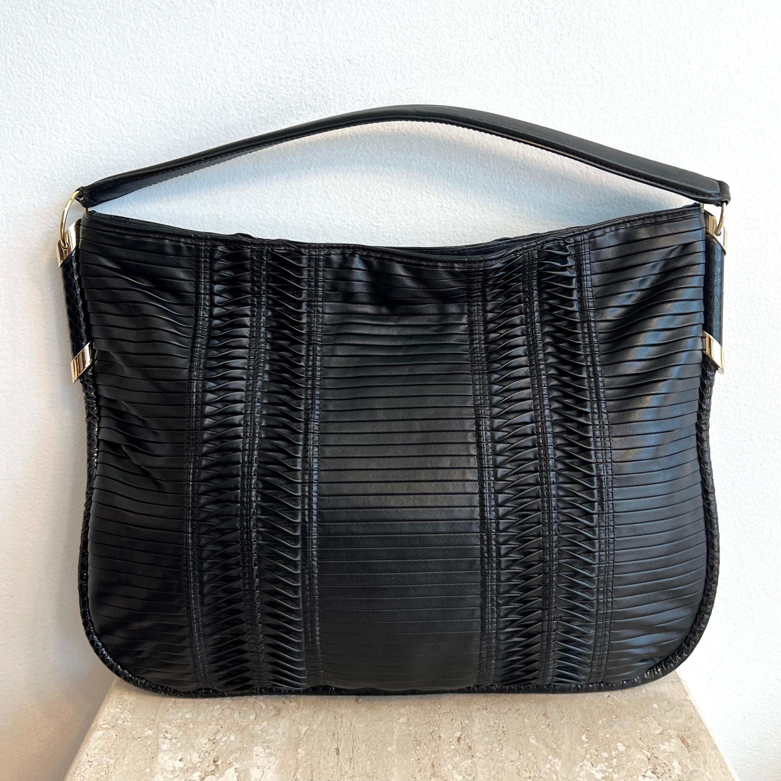 Pre-Owned JIMMY CHOO Pleated Leather Zoe Hobo