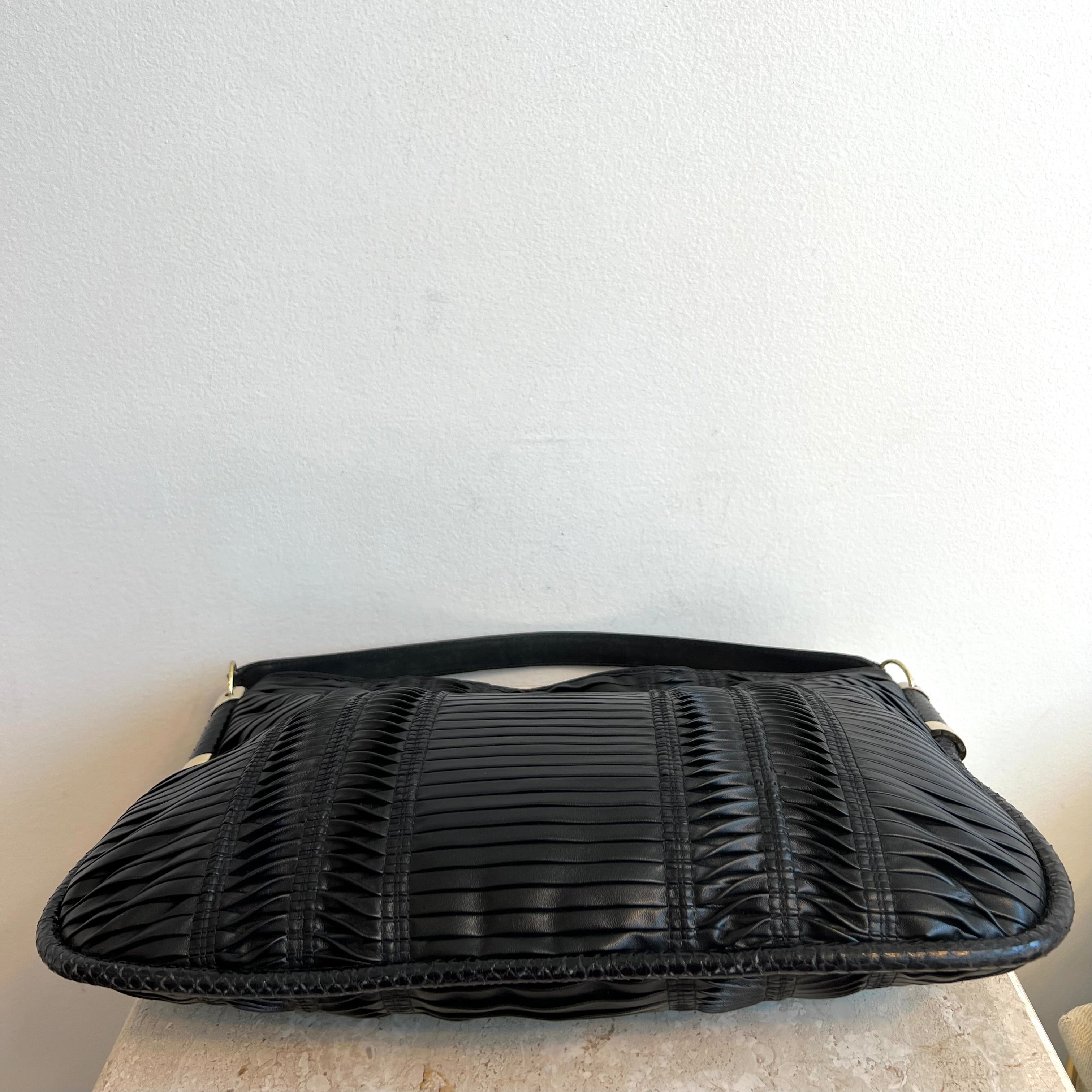Pre-Owned JIMMY CHOO Pleated Leather Zoe Hobo