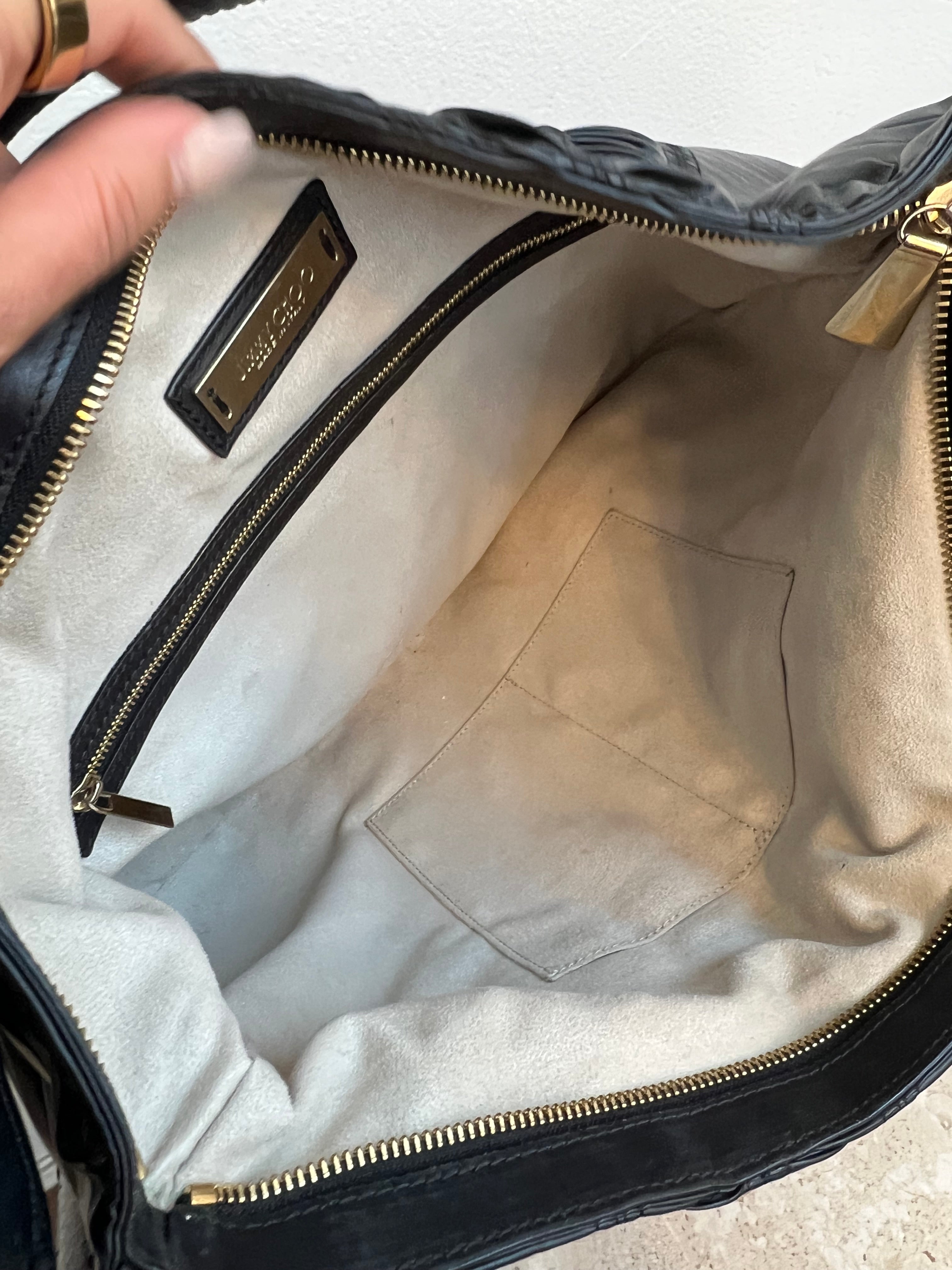 Pre-Owned JIMMY CHOO Pleated Leather Zoe Hobo