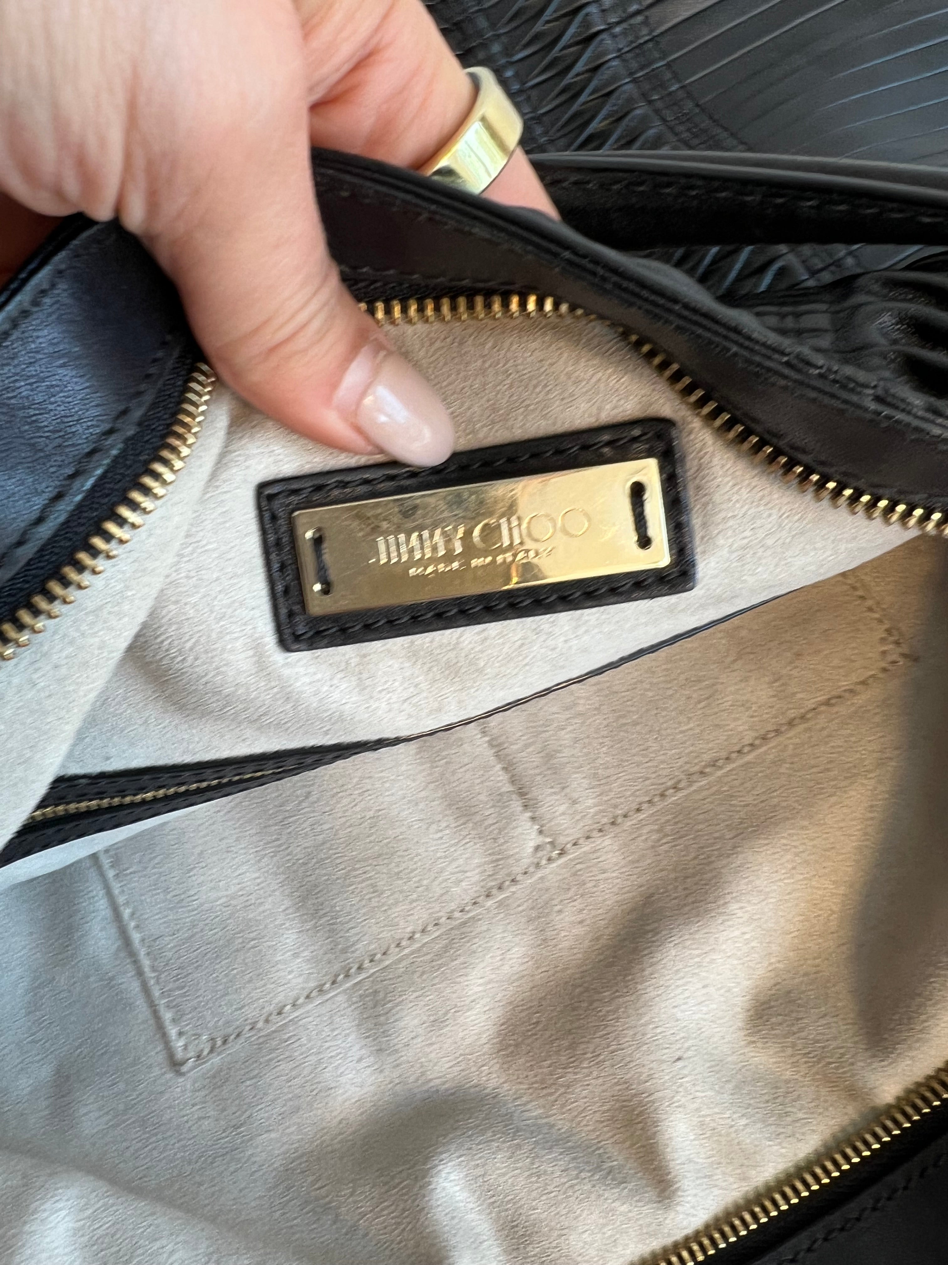 Pre-Owned JIMMY CHOO Pleated Leather Zoe Hobo