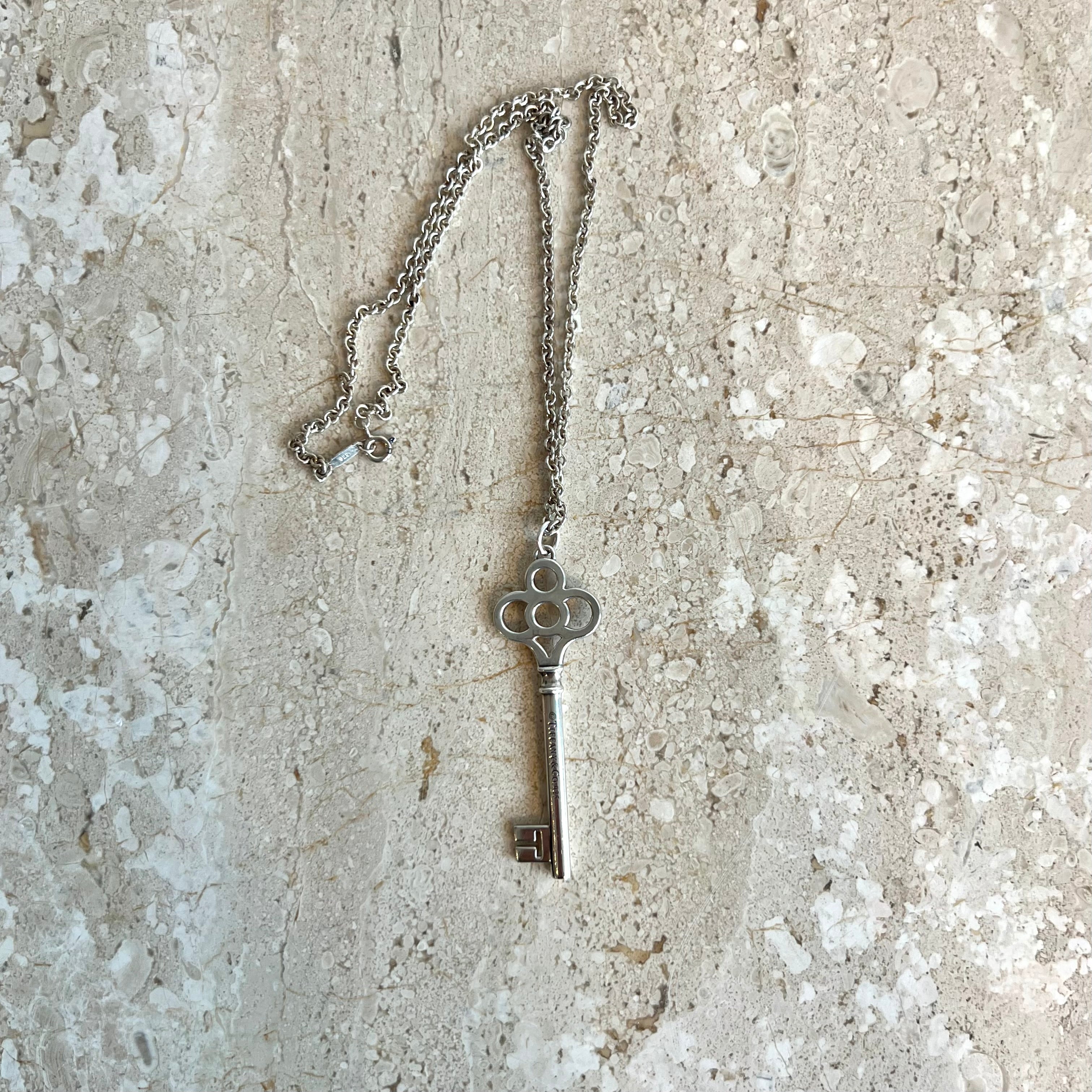 Pre-Owned TIFFANY & CO. SS Large Crown Key Pendant Necklace