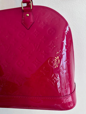 Pre-Owned LOUIS VUITTON Framboise Monogram Vernis Alma GM