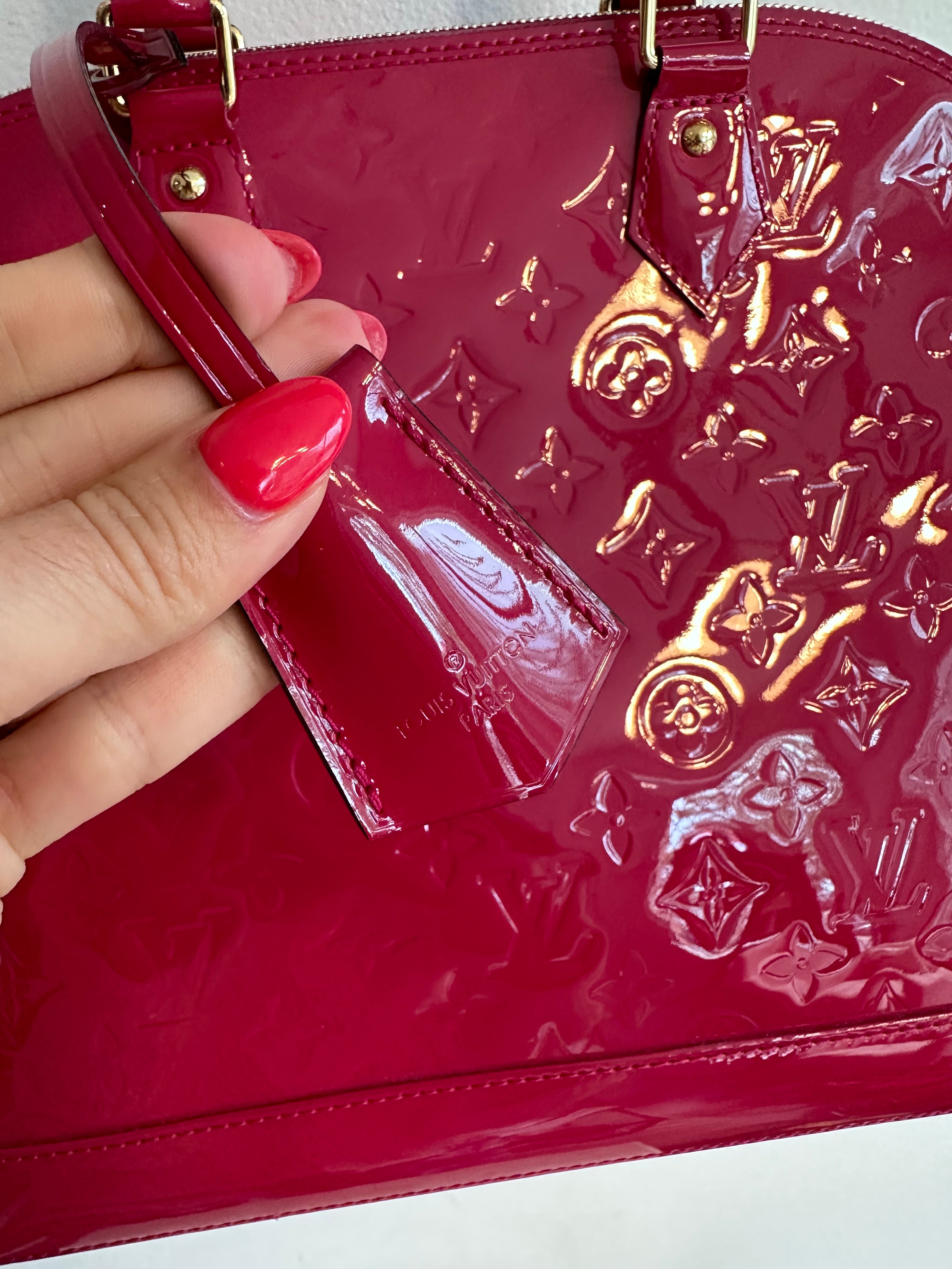 Pre-Owned LOUIS VUITTON Framboise Monogram Vernis Alma GM