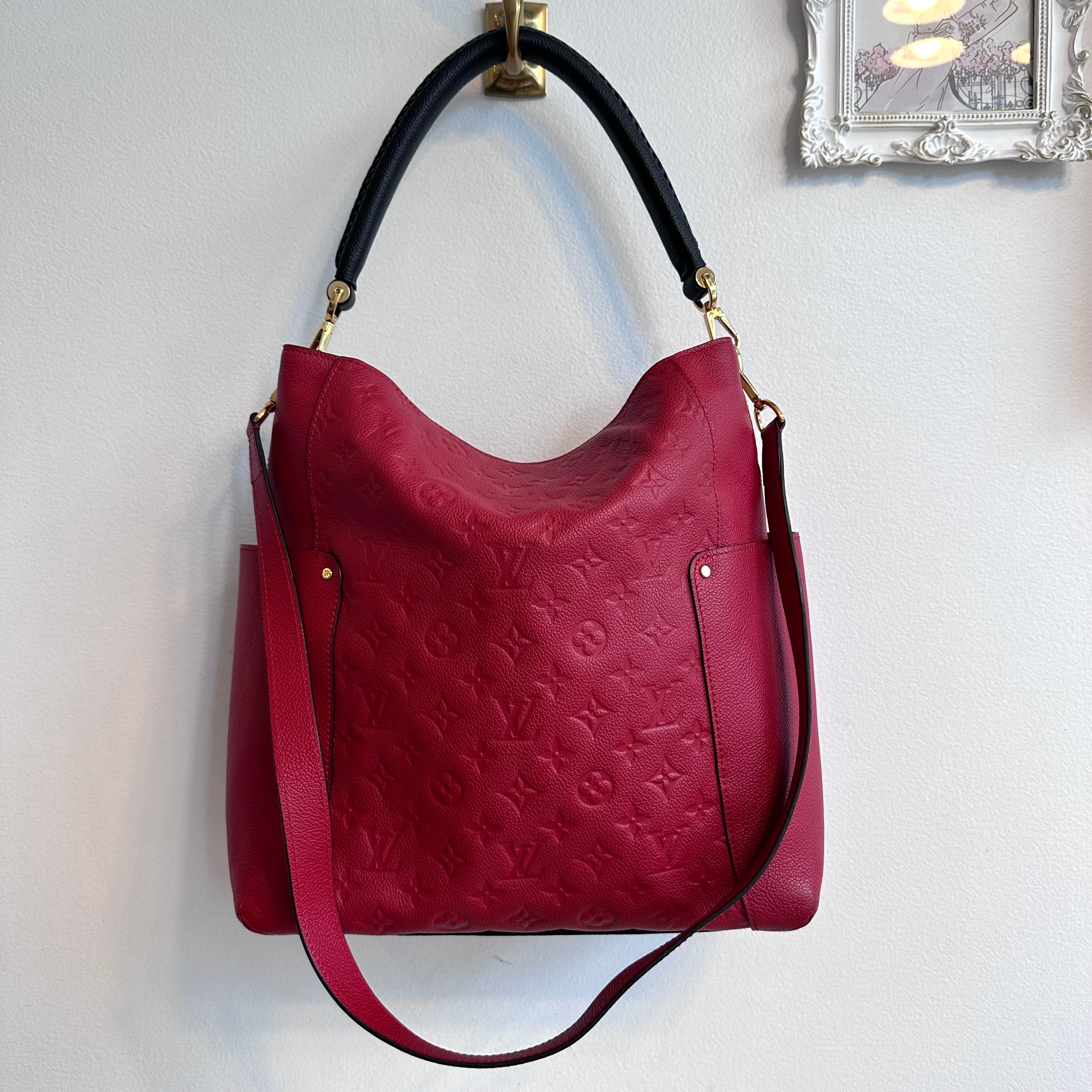 Pre-Owned LOUIS VUITTON Red Empreinte Bagatelle Hobo Bag