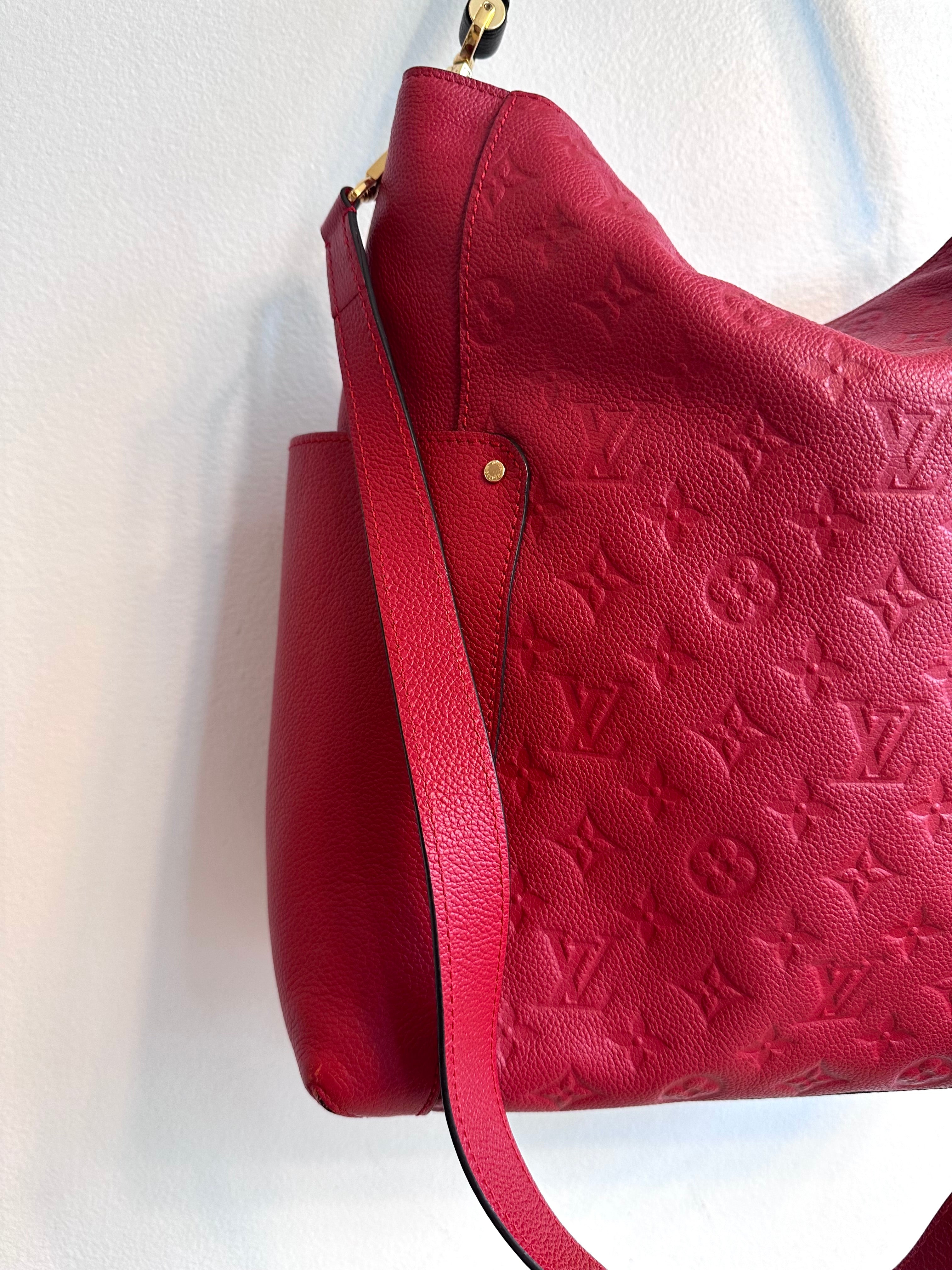 Pre-Owned LOUIS VUITTON Red Empreinte Bagatelle Hobo Bag