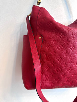 Pre-Owned LOUIS VUITTON Red Empreinte Bagatelle Hobo Bag