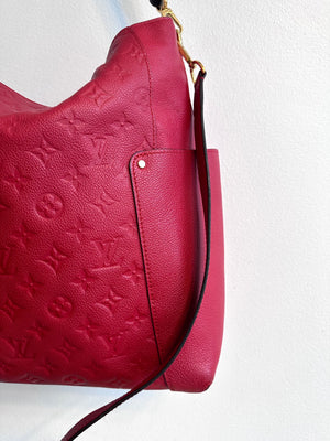 Pre-Owned LOUIS VUITTON Red Empreinte Bagatelle Hobo Bag