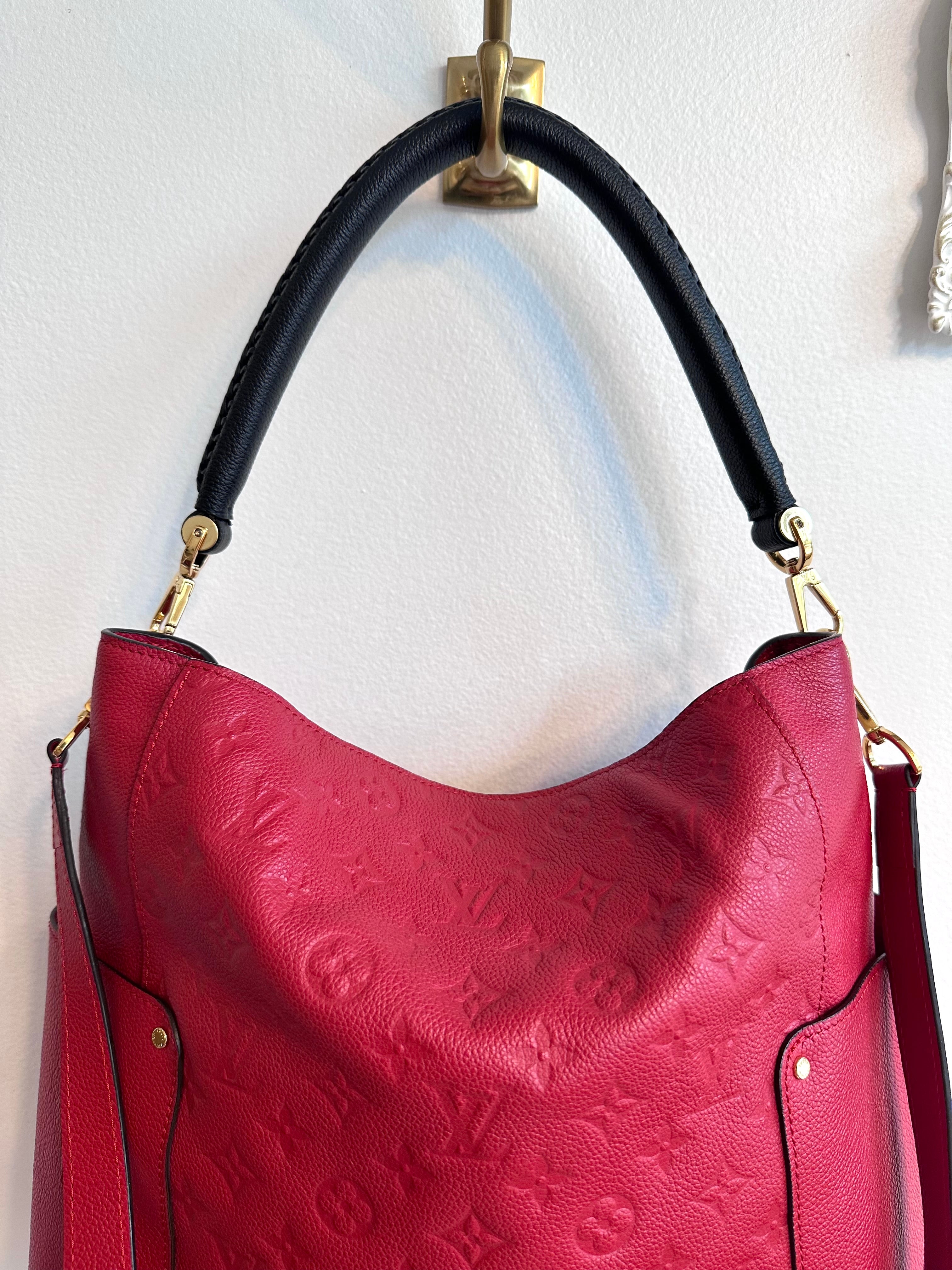 Pre-Owned LOUIS VUITTON Red Empreinte Bagatelle Hobo Bag