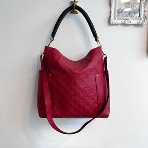 Pre-Owned LOUIS VUITTON Red Empreinte Bagatelle Hobo Bag