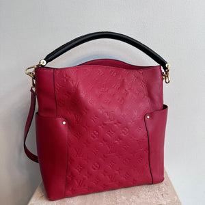 Pre-Owned LOUIS VUITTON Red Empreinte Bagatelle Hobo Bag