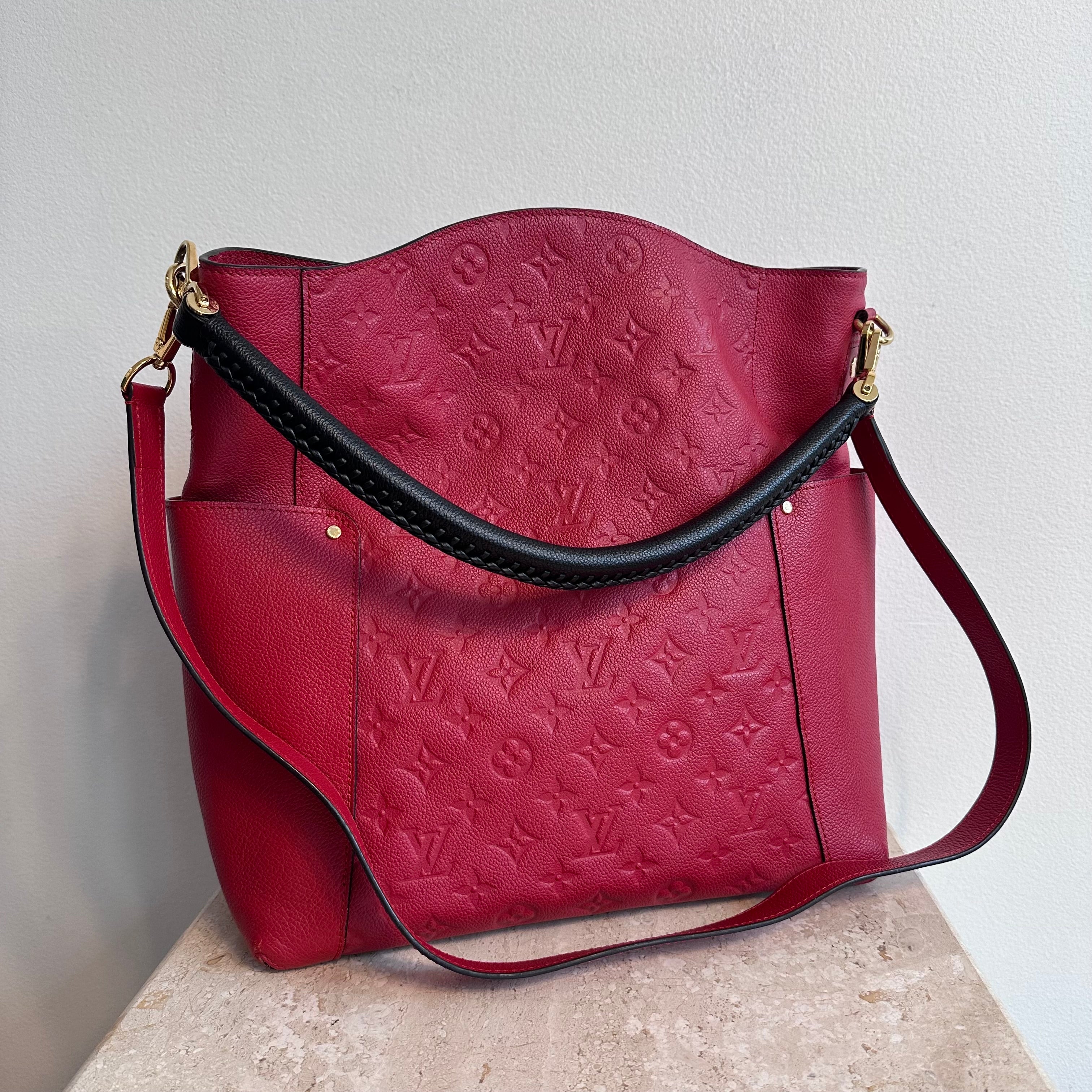 Pre-Owned LOUIS VUITTON Red Empreinte Bagatelle Hobo Bag