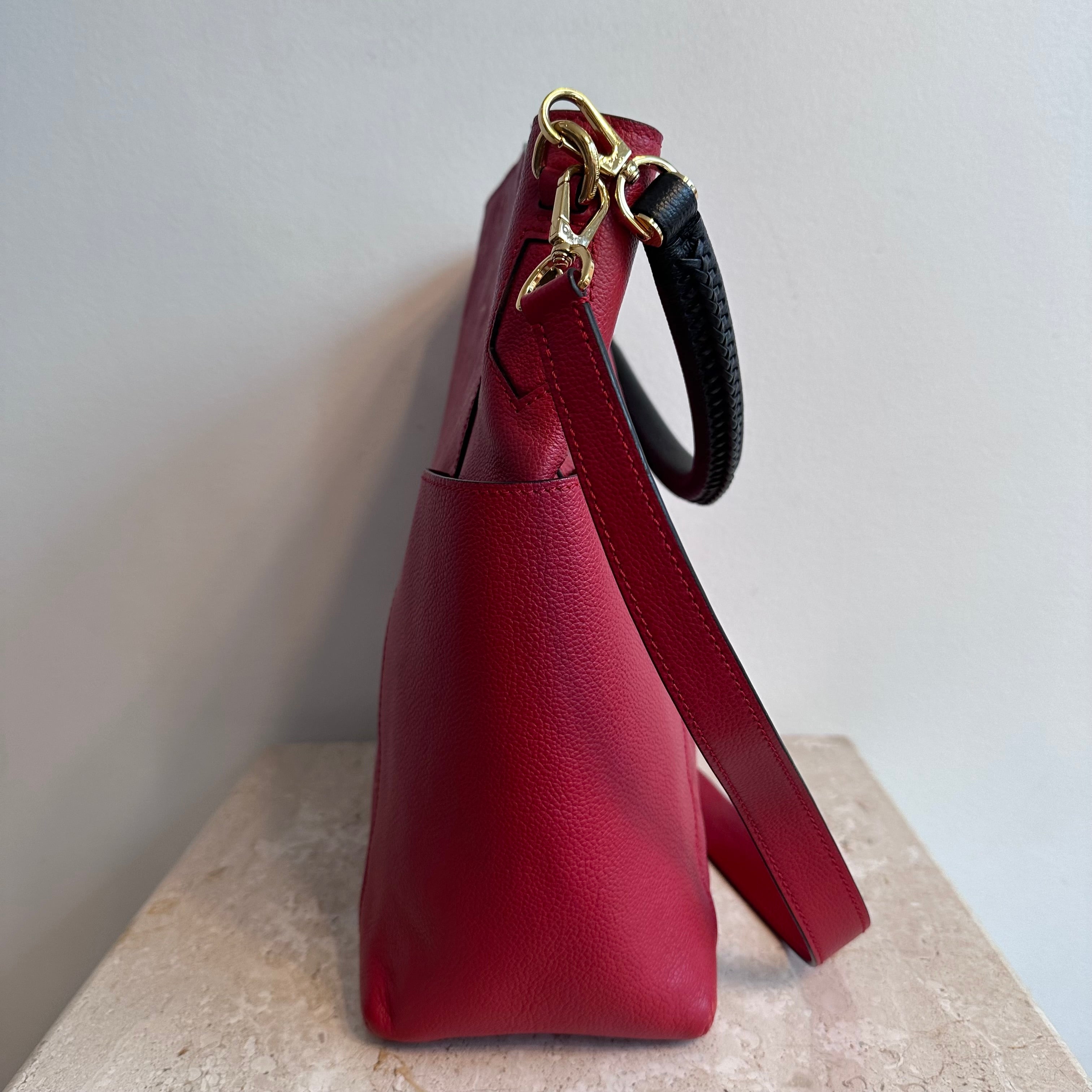 Pre-Owned LOUIS VUITTON Red Empreinte Bagatelle Hobo Bag