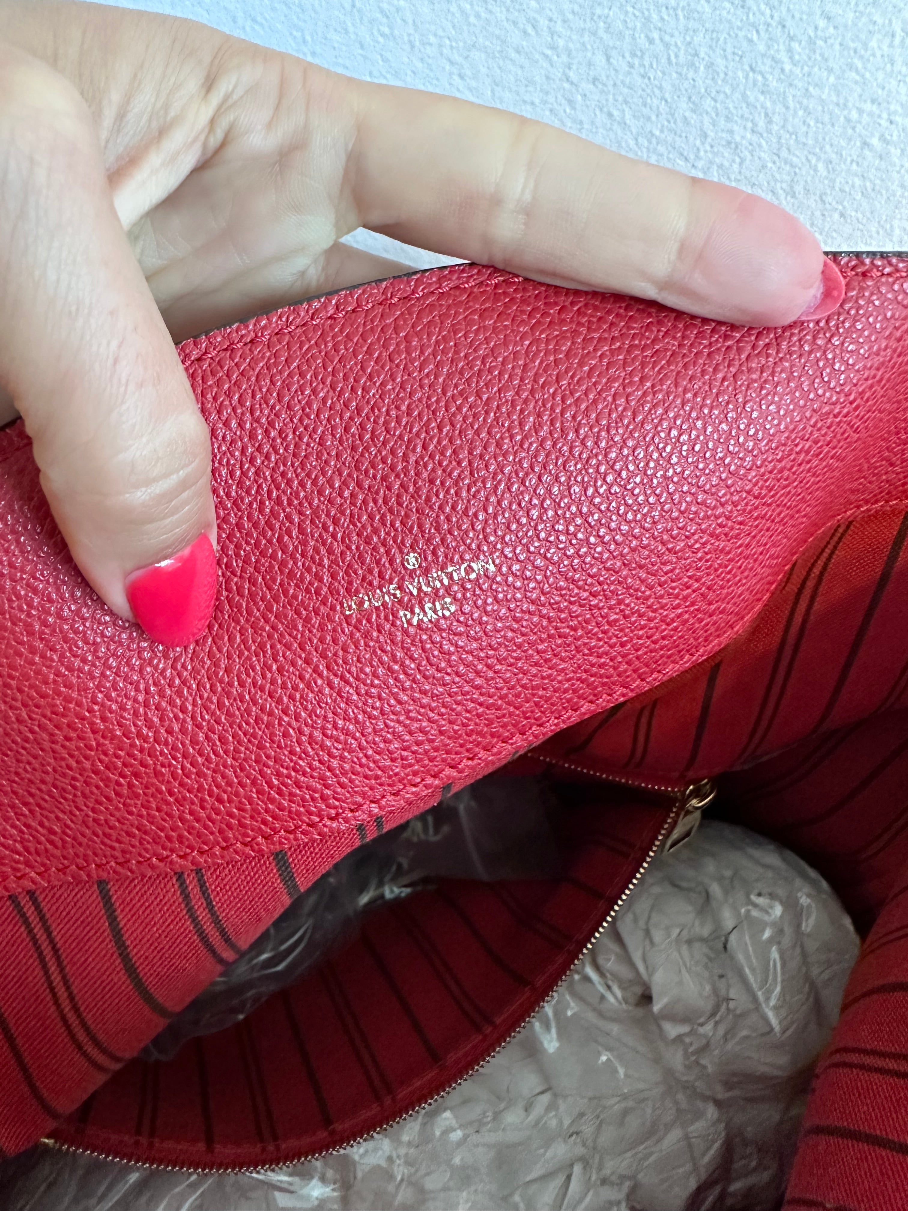 Pre-Owned LOUIS VUITTON Red Empreinte Bagatelle Hobo Bag