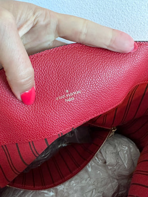 Pre-Owned LOUIS VUITTON Red Empreinte Bagatelle Hobo Bag