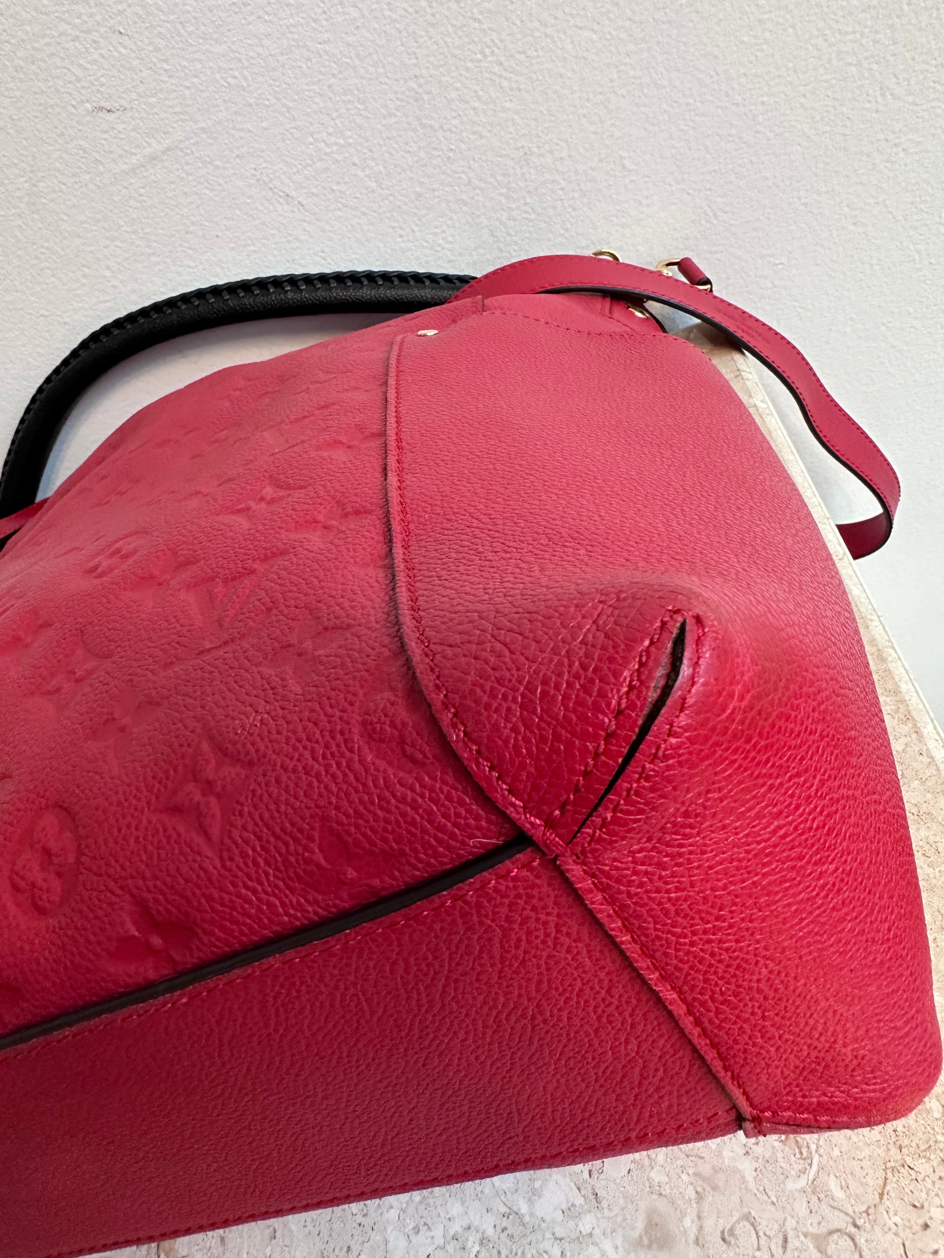 Pre-Owned LOUIS VUITTON Red Empreinte Bagatelle Hobo Bag