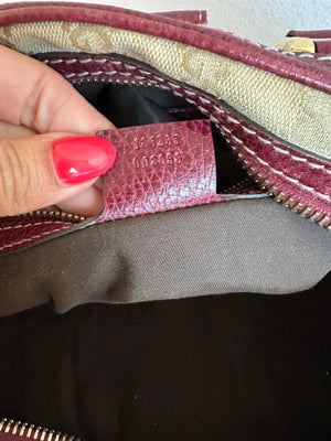 Pre-Owned GUCCI Beige/Burgundy GG Canvas Aviatrix Medium Boston Bag