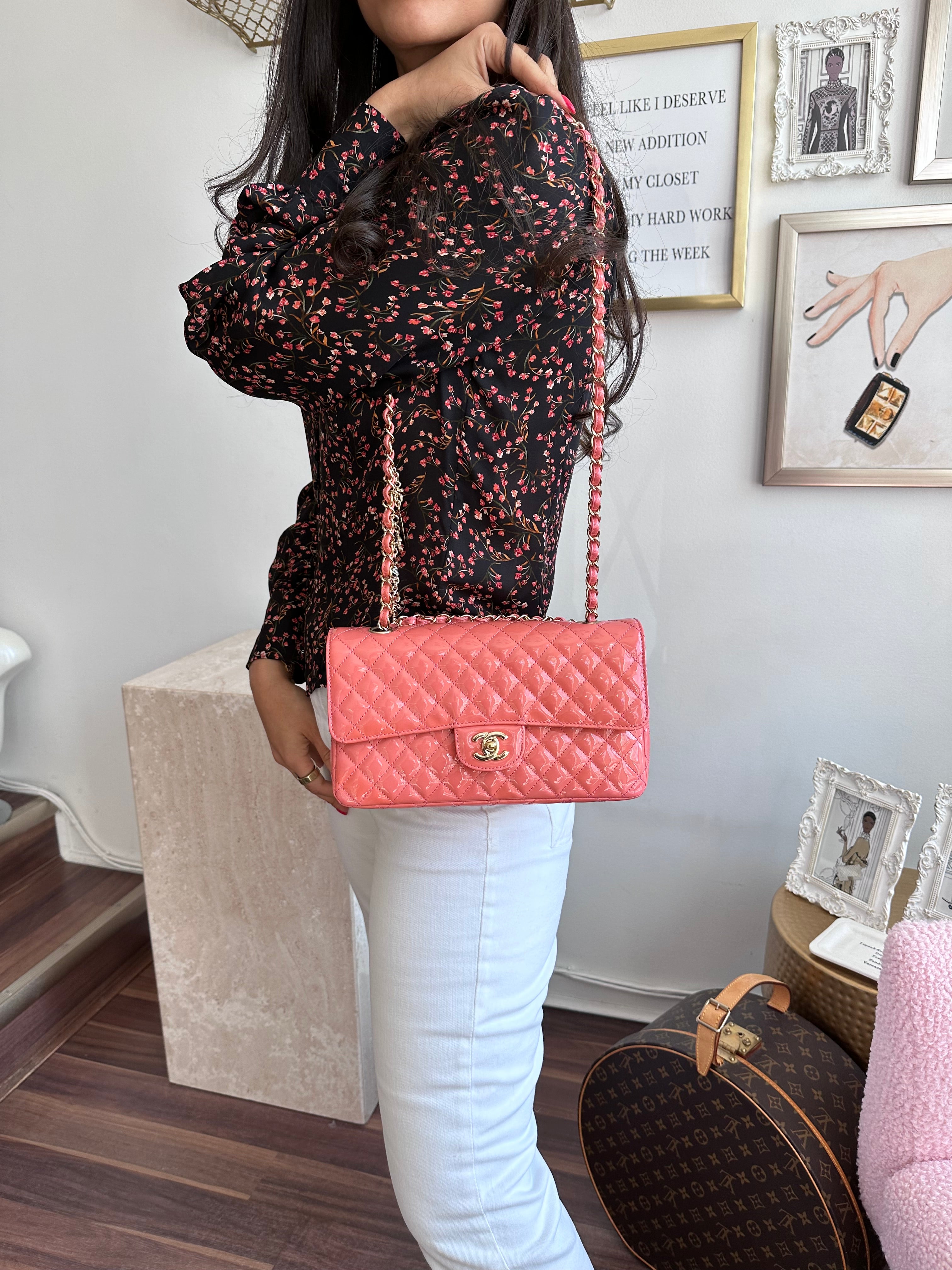 Pre-Owned CHANEL Coral Patent Ginza 5th Anniversary Limited Edition Charm Bag