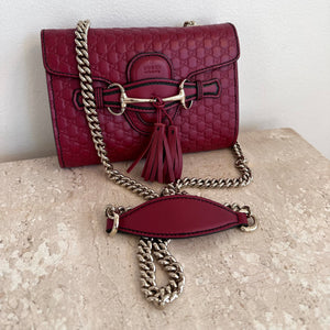 Pre-Owned GUCCI Red Microguccissima Leather Mini Emily Crossbody Bag