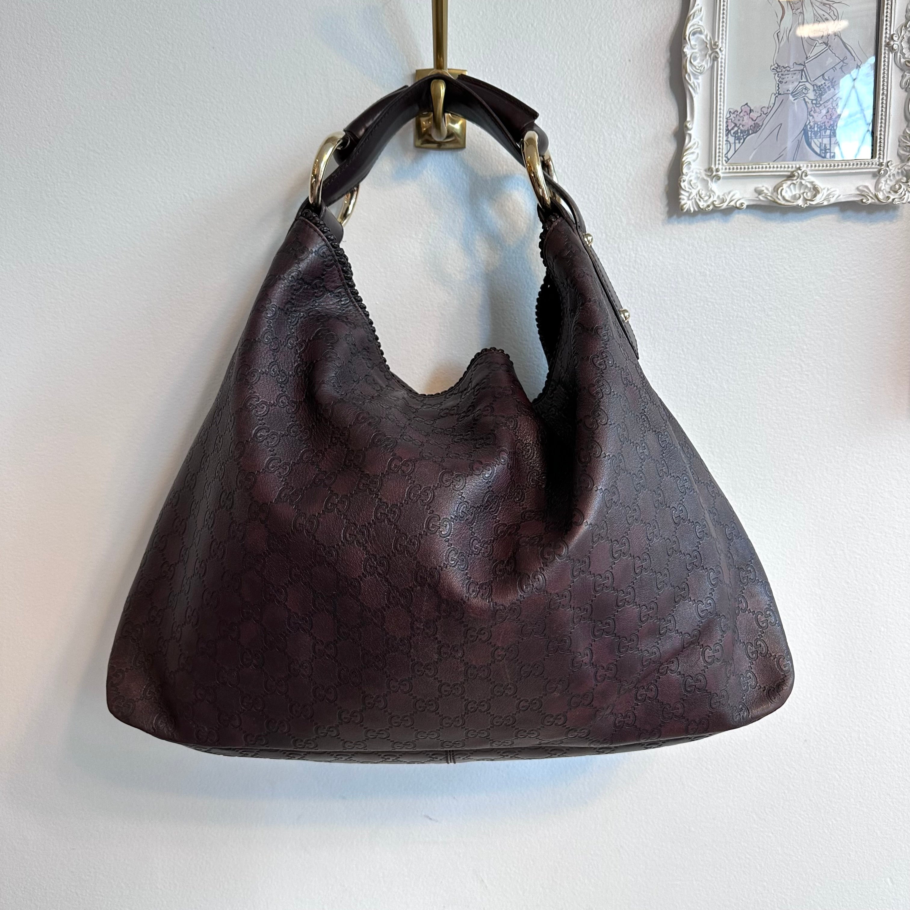 Pre-Owned GUCCI Large Brown Guccissima Horsebit Hobo