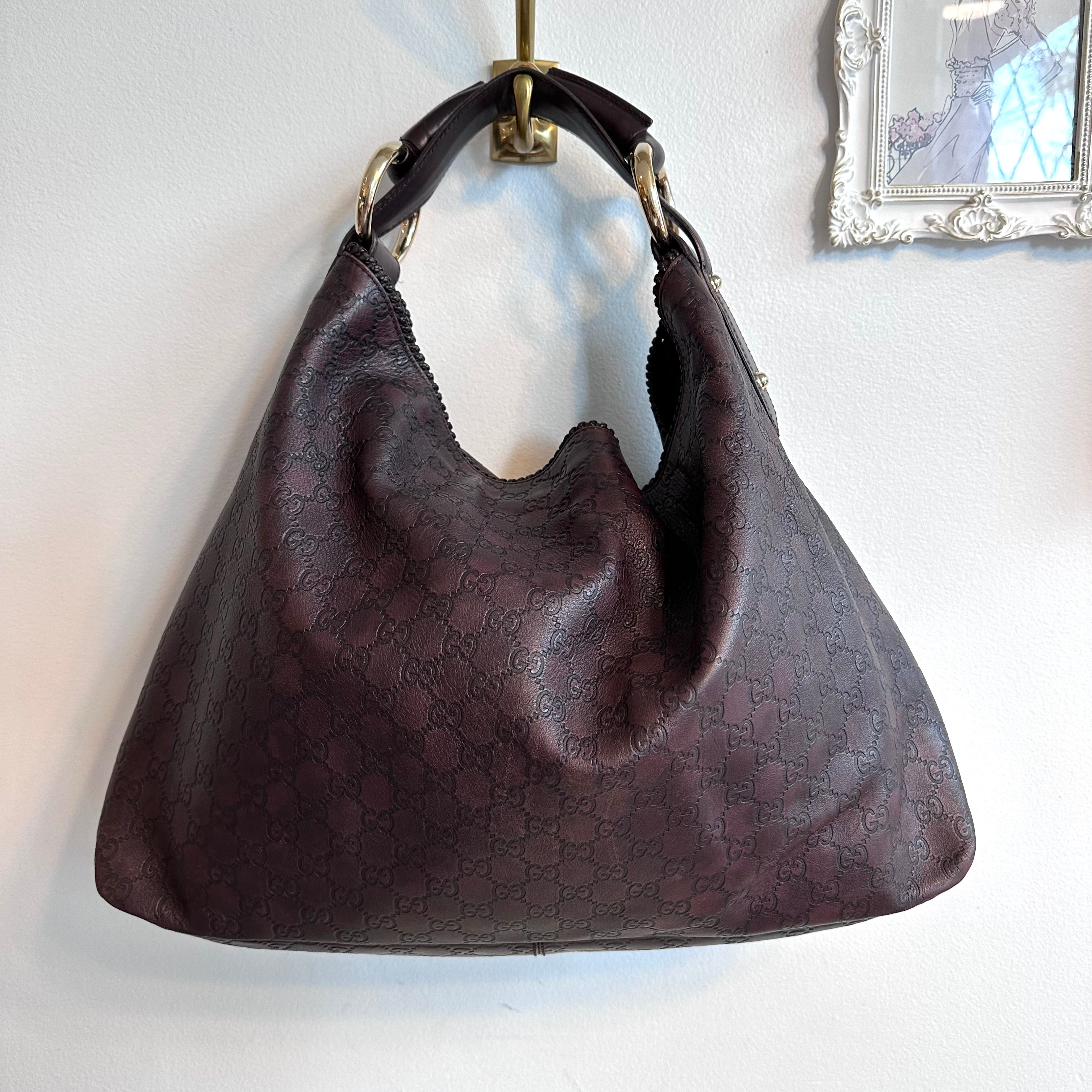 Pre-Owned GUCCI Large Brown Guccissima Horsebit Hobo