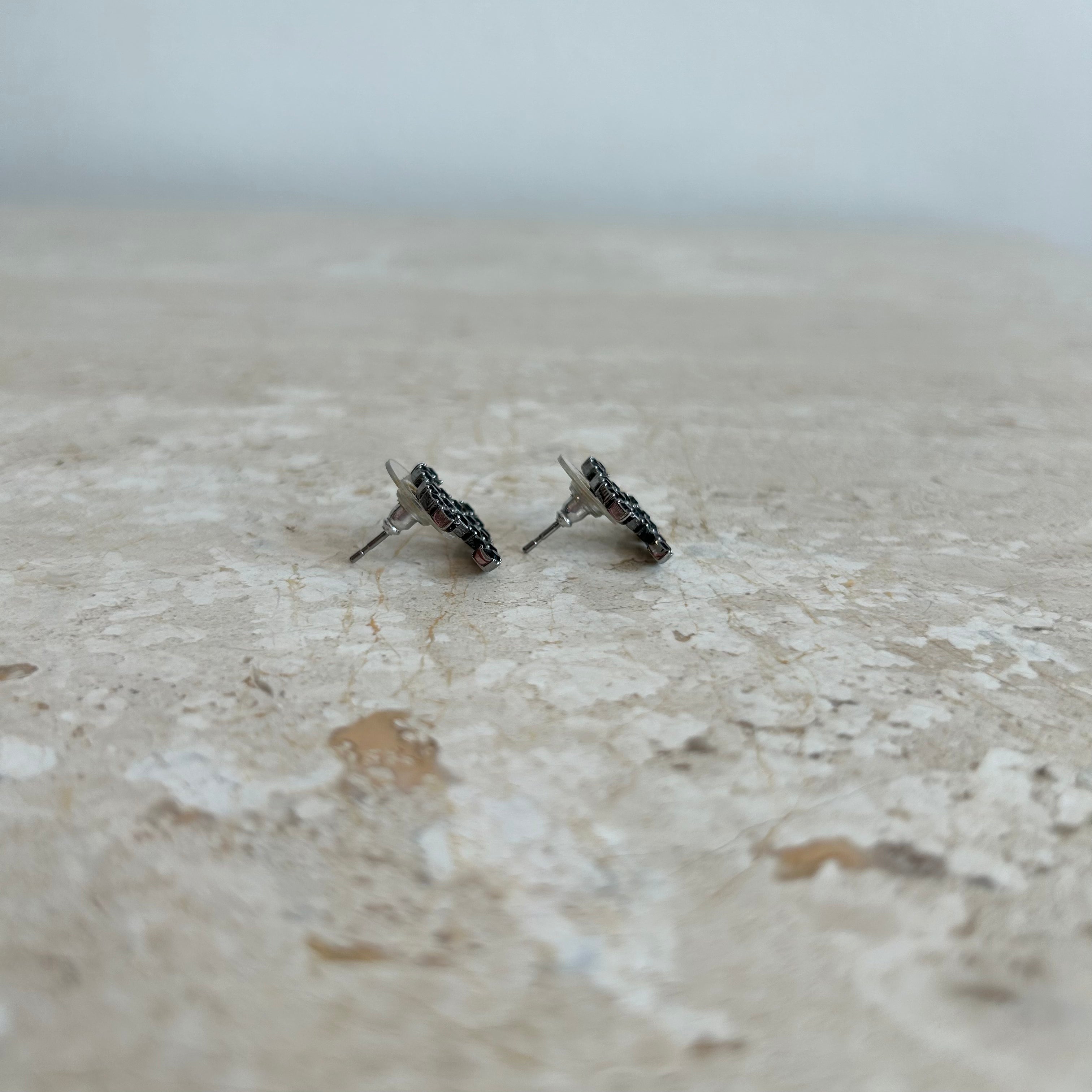 Pre-Owned CHANEL™ Small Black Crystal Stud Earring