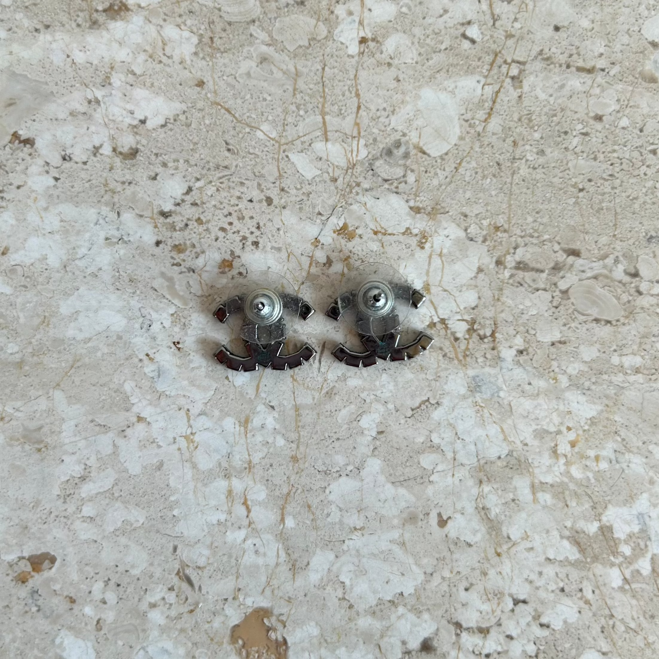 Pre-Owned CHANEL™ Small Black Crystal Stud Earring