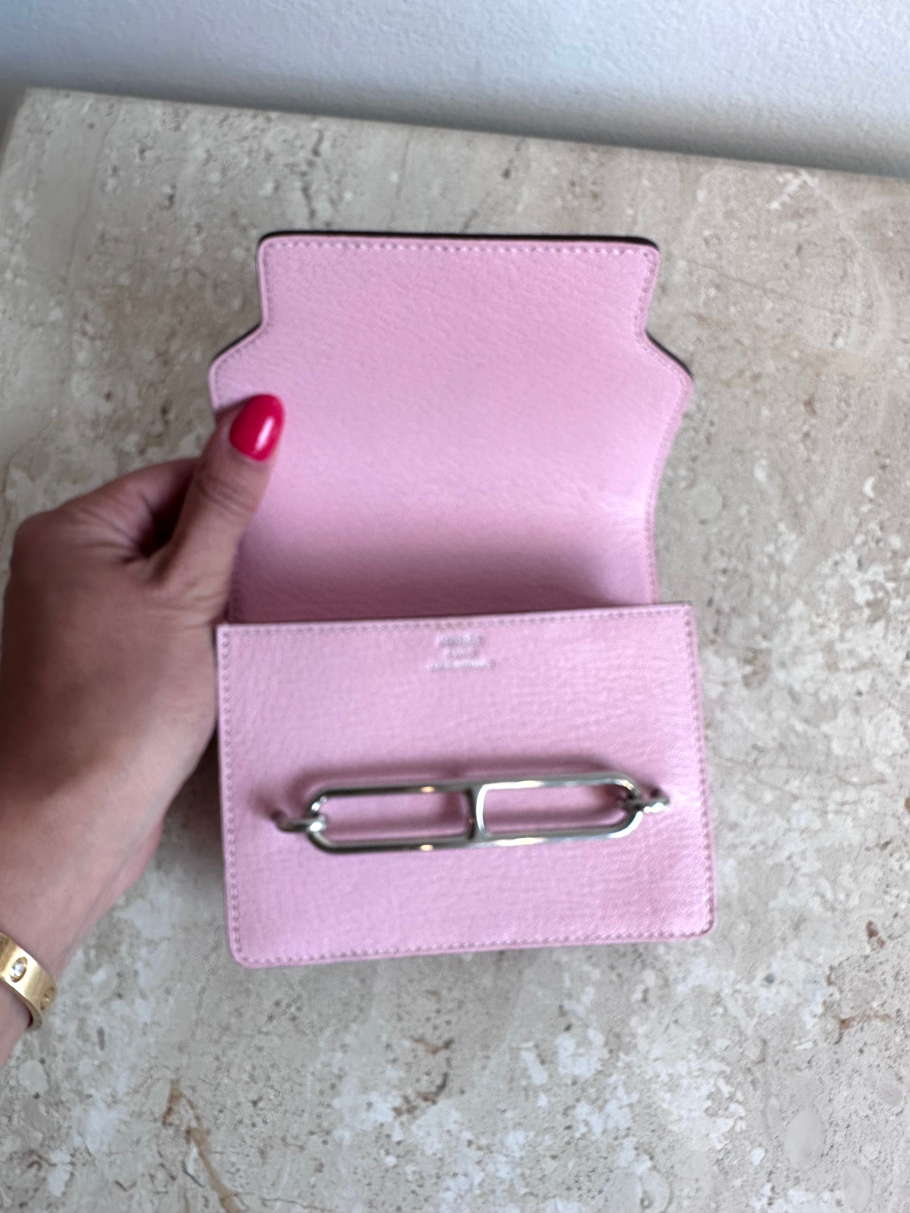 Pre-Owned HERMES Pink Roulis Slim Wallet