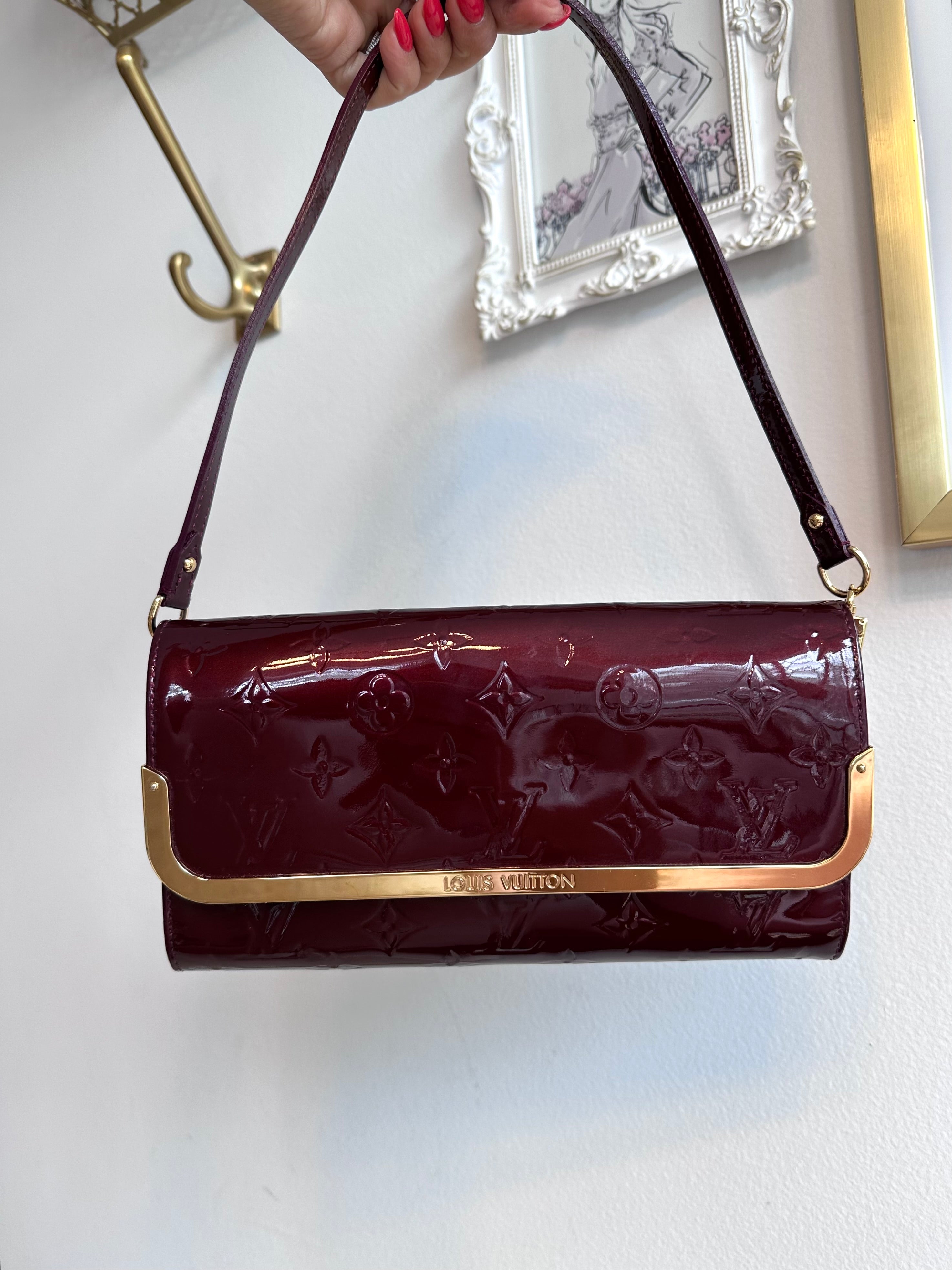 Louis Vuitton Rossmore Amarante Vernis MM Clutch/ Handbag Red Dark