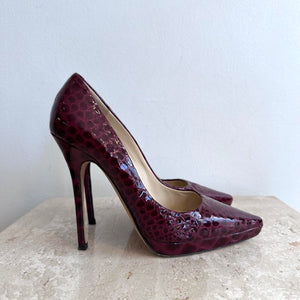 Pre-Owned JIMMY CHOO Patent Leather Animal Print Pumps Size 36