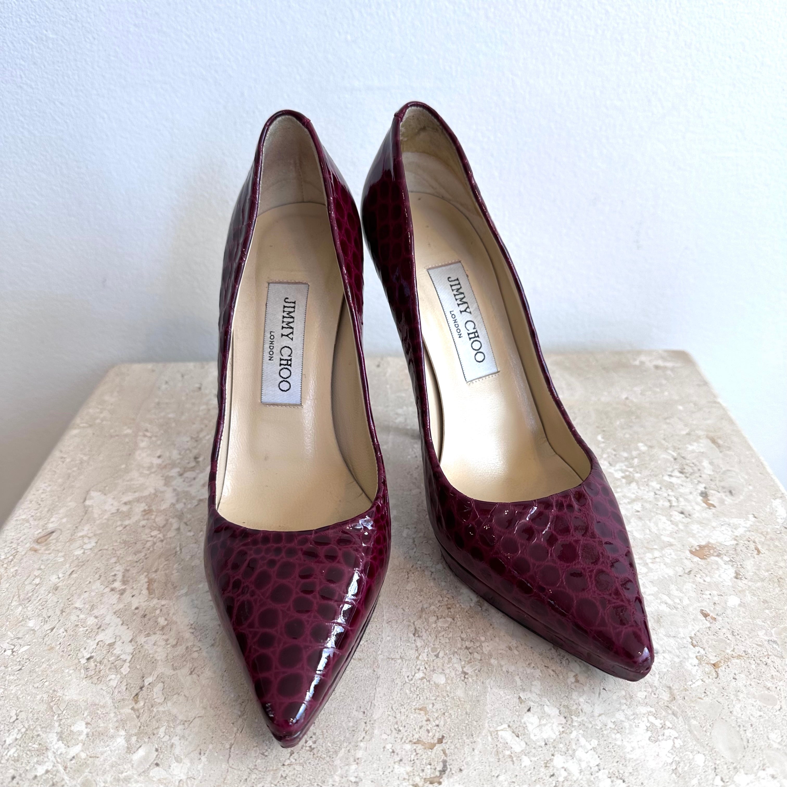 Pre-Owned JIMMY CHOO Patent Leather Animal Print Pumps Size 36