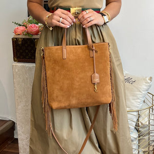 Pre-owned YVES SAINT LAURENT Cinnamon Suede Shopping Tote