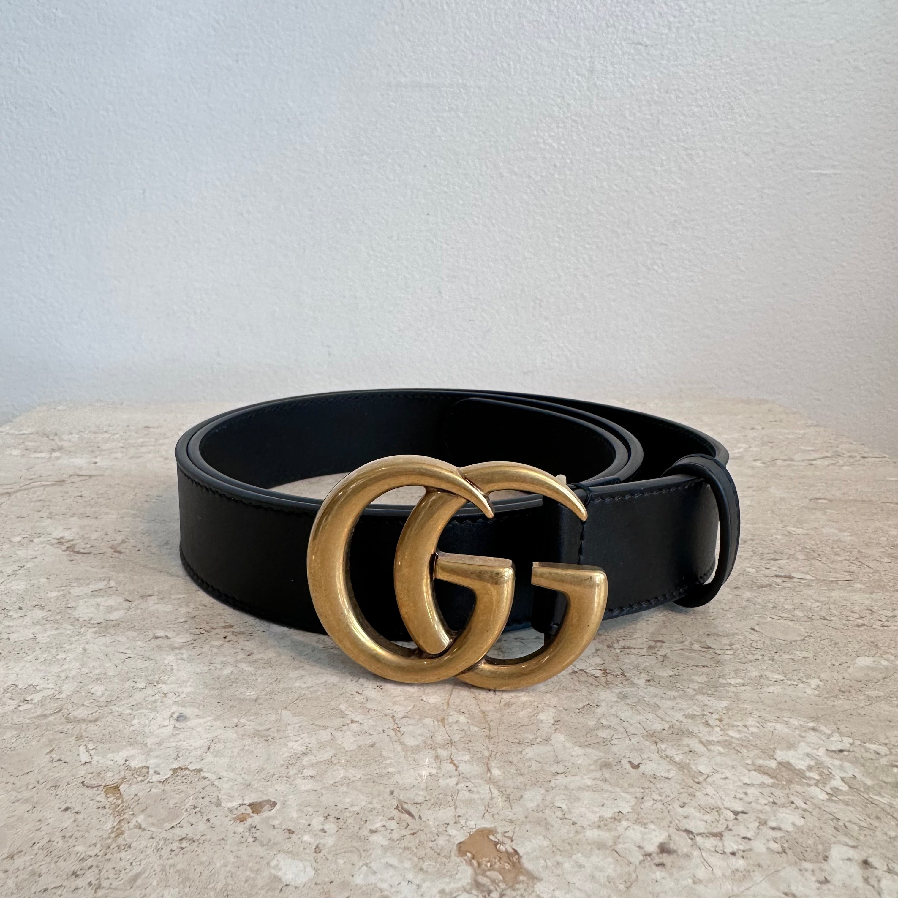 Belt Size 90 36 Gucci Belt Pre-Owned GUCCI Marmont Black Belt Size