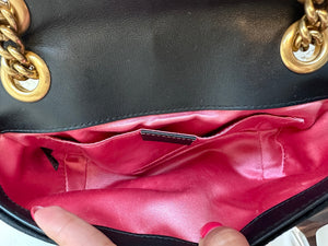 Pre-Owned GUCCI Black Velvet Marmont Mini Shoulder Bag