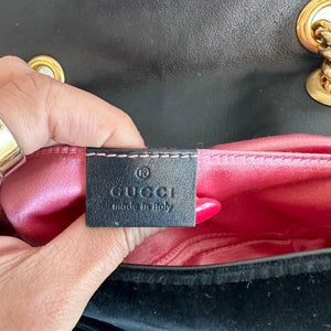 Pre-Owned GUCCI Black Velvet Marmont Mini Shoulder Bag