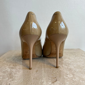 Pre-Owned JIMMY CHOO Nude Patent Abel Pump Size 36.5