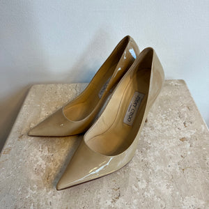 Pre-Owned JIMMY CHOO Nude Patent Abel Pump Size 36.5