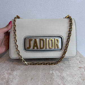 Pre-Owned DIOR J'ADIOR White Chain Flap Bag