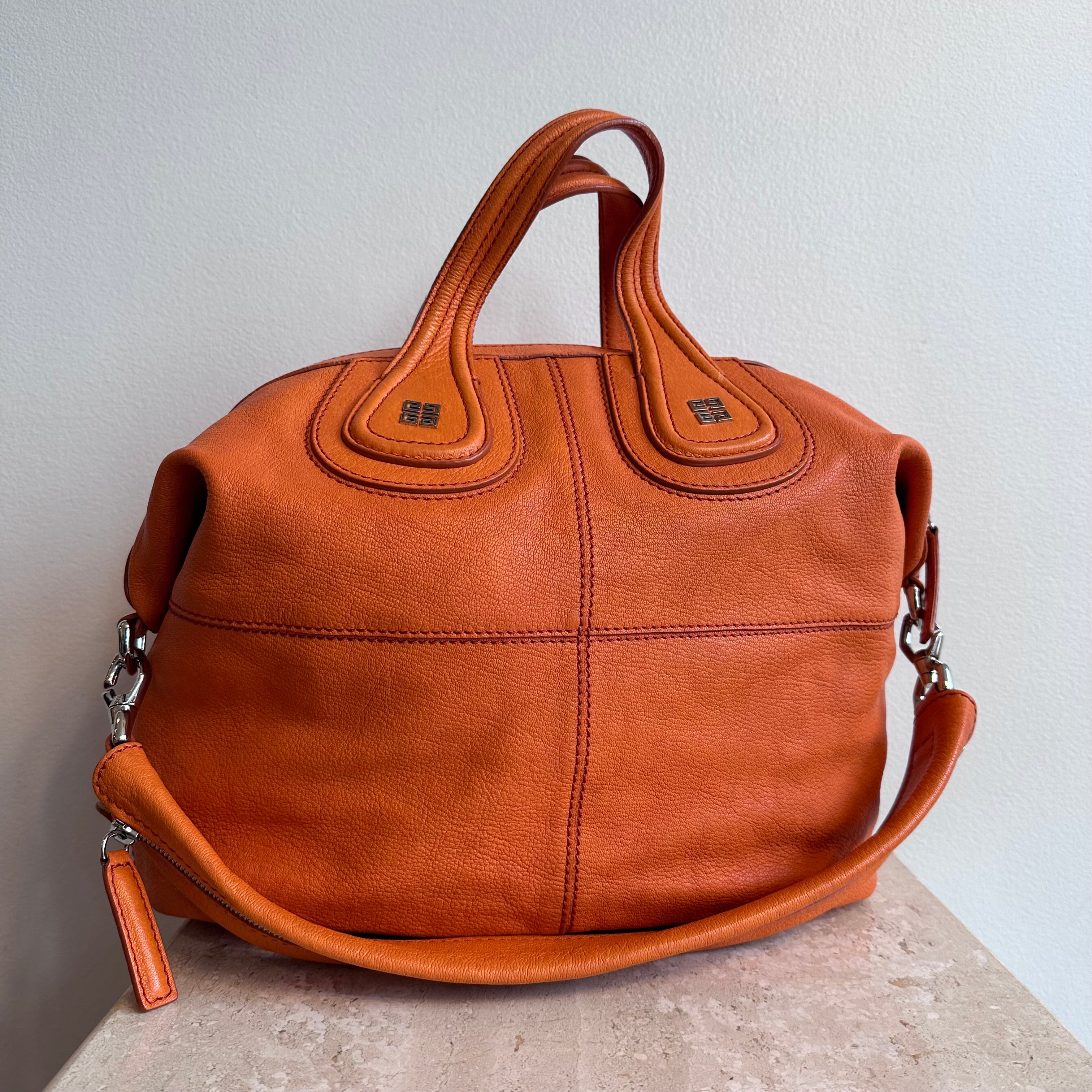 Pre-Owned GIVENCHY Medium Orange Goatskin Nightingale Bag