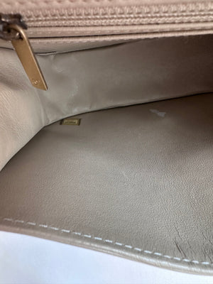 Pre-Owned CHANEL Beige Lambskin Patent Chocolate Bar Flap Bag