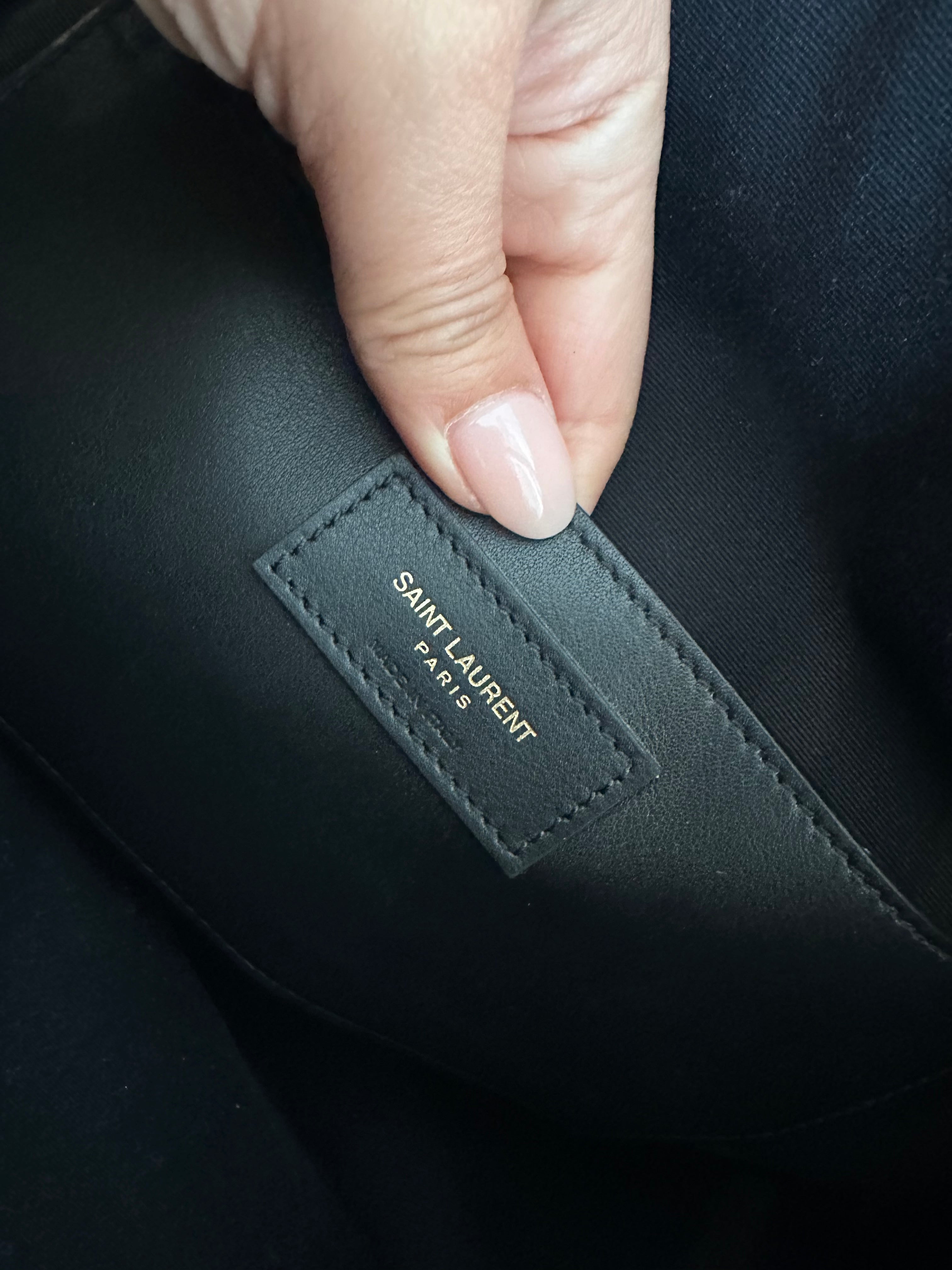 Pre-Owned SAINT LAURENT Neutral Paneer Striped Raffia Tote