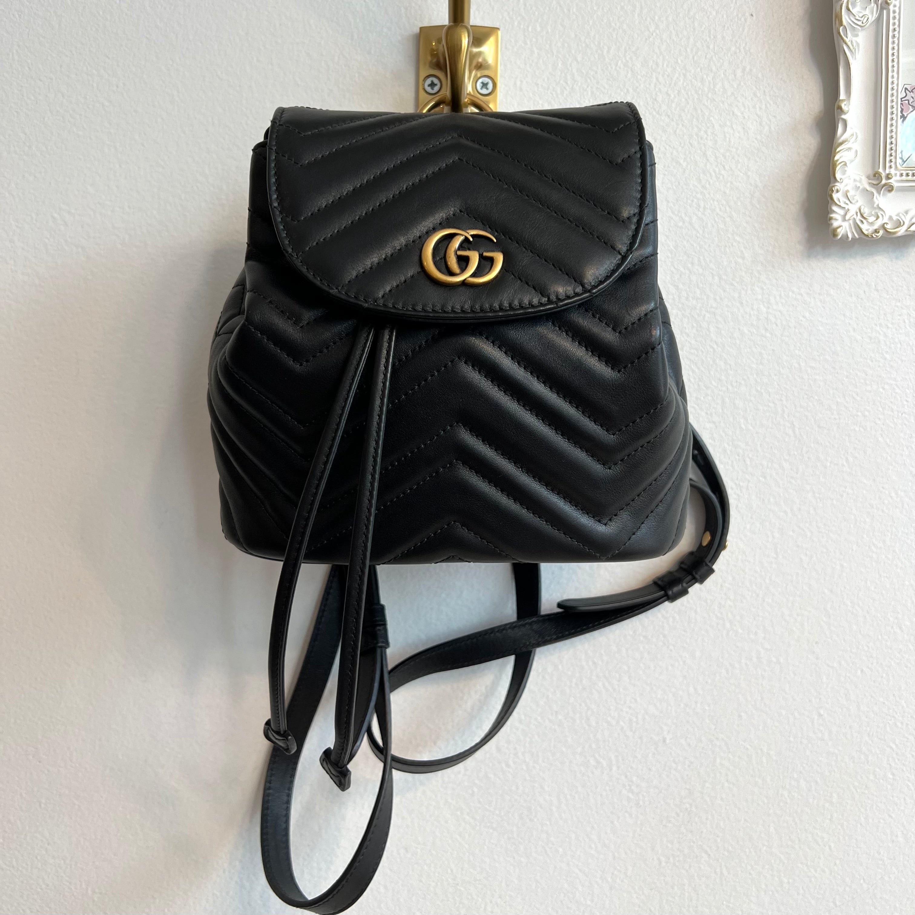 Pre-Owned GUCCI Black Marmont Mini Apollo Backpack