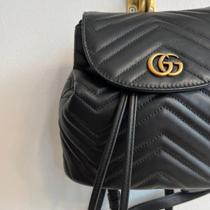 Pre-Owned GUCCI Black Marmont Mini Apollo Backpack