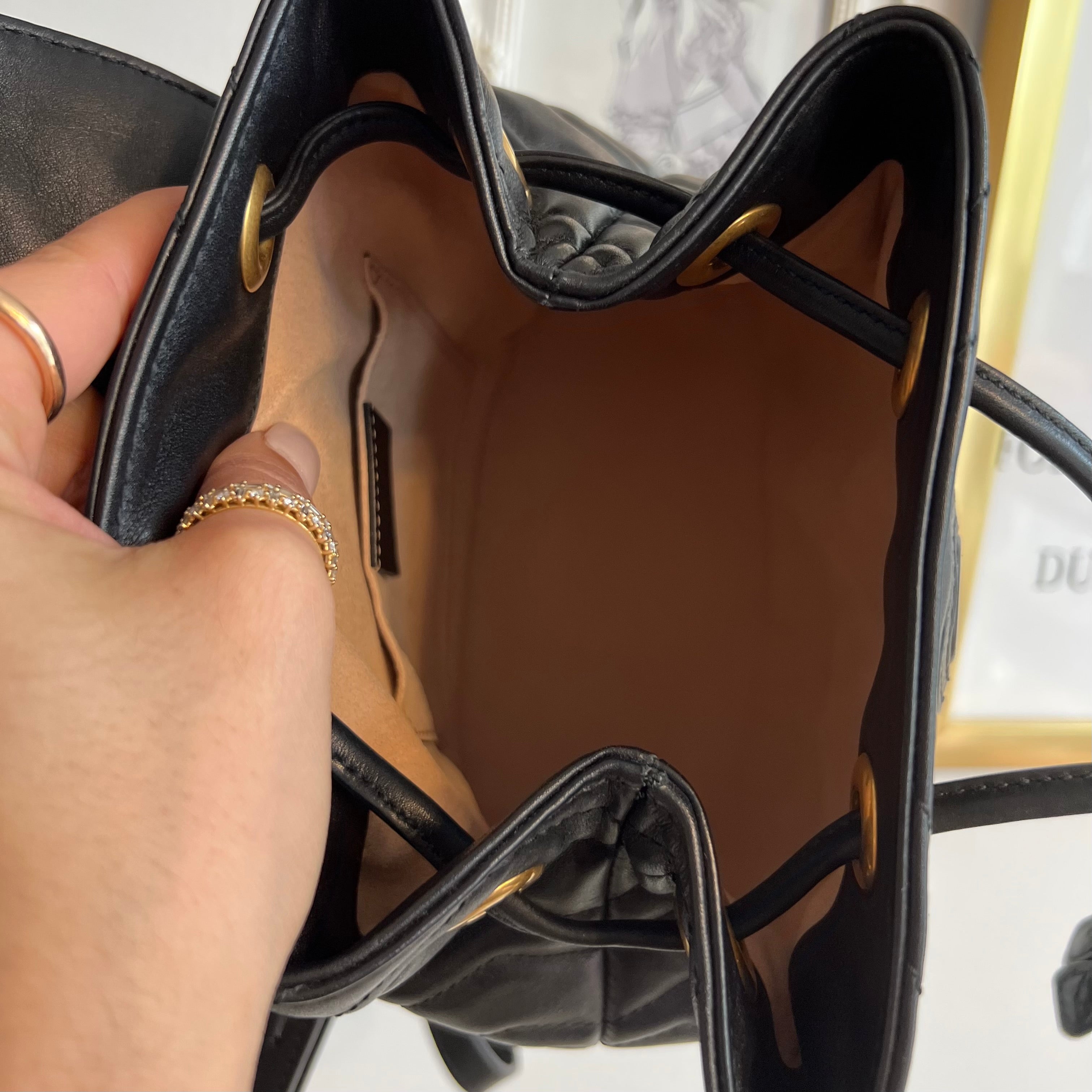Pre-Owned GUCCI Black Marmont Mini Apollo Backpack