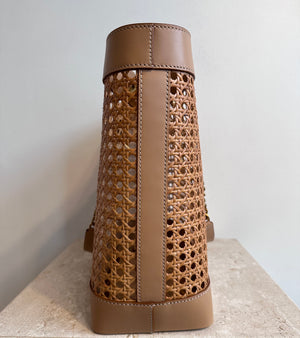 Pre-Owned SAINT LAURENT Woven Cane Shopping Tote