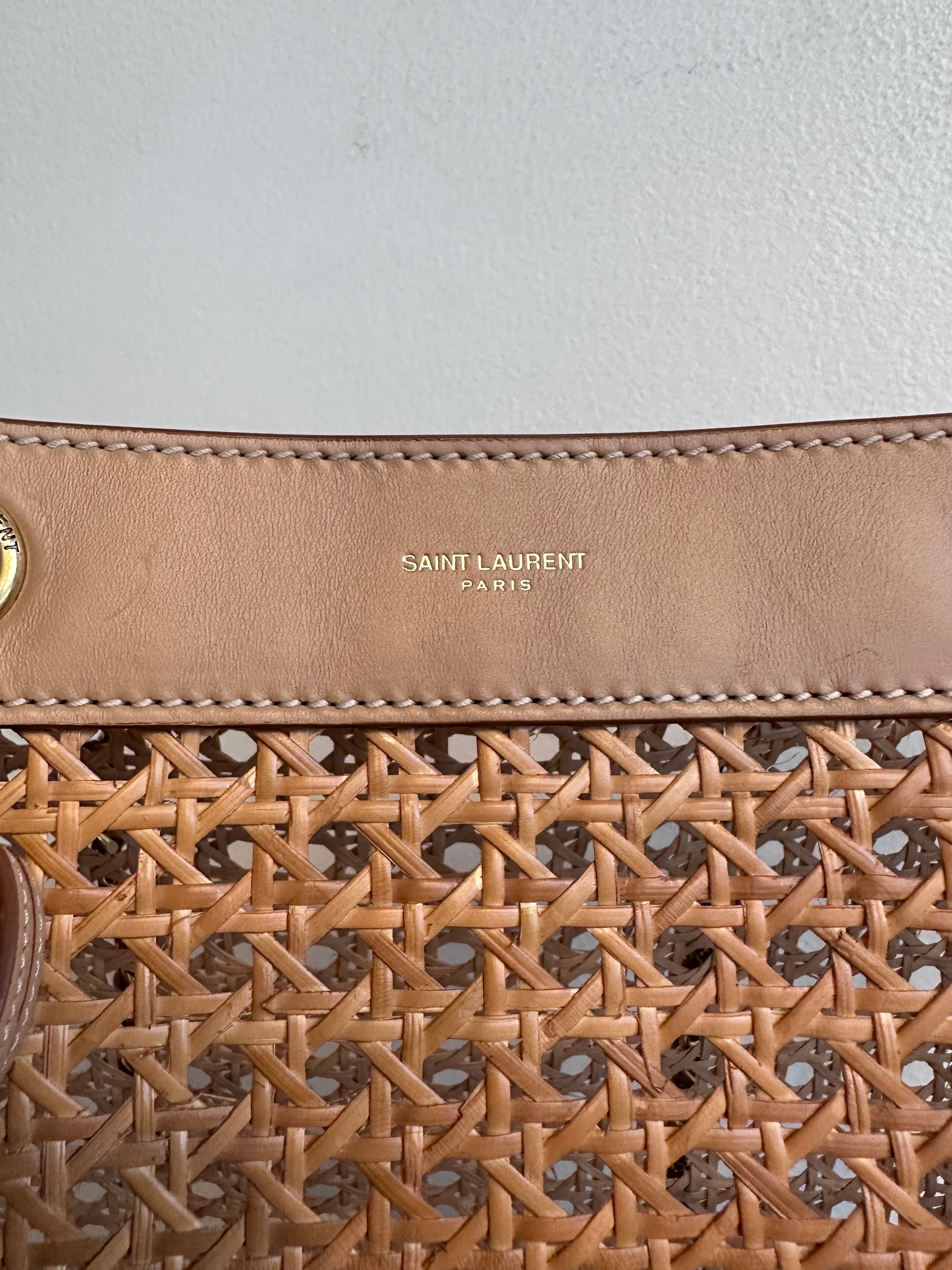 Pre-Owned SAINT LAURENT Woven Cane Shopping Tote